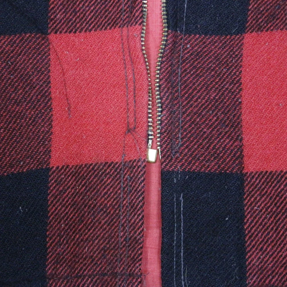 Vintage 50s LL Bean Wool Buffalo Plaid Cruiser Jacket Mens‎ Red Black Full Zip